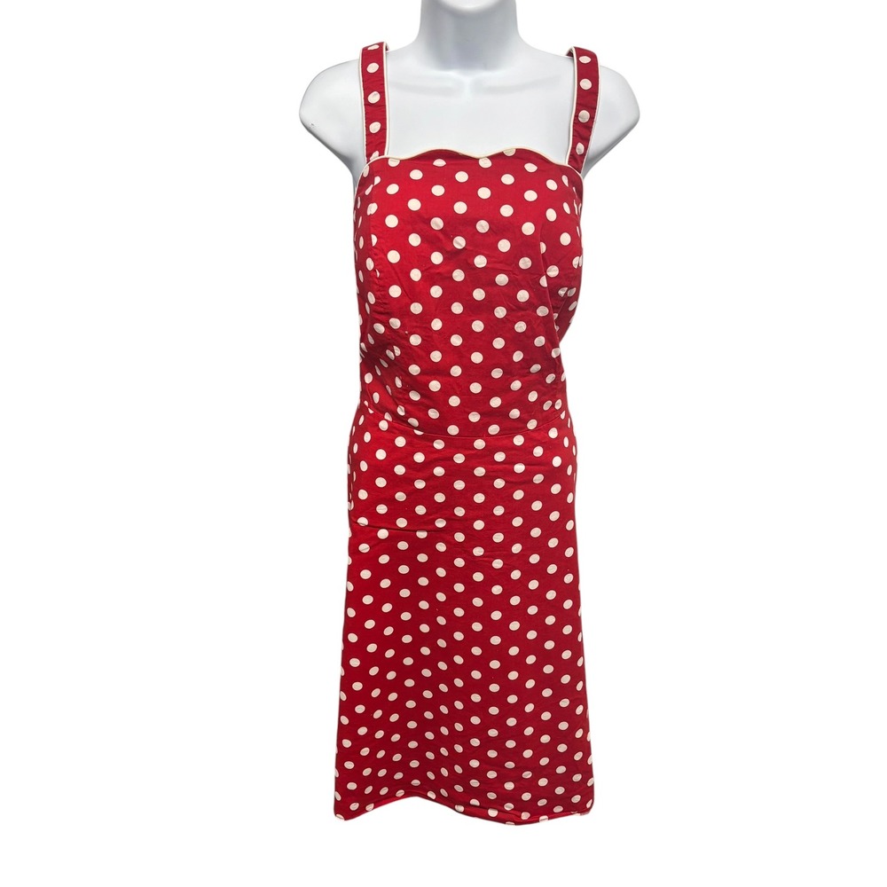 R&K Originals Red White Polka Dot Scalloped Midi Dress Plus Size 20W Rockabilly